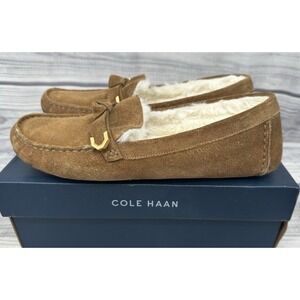 Cole Haan Brown Suede Loafers with Gold Accent